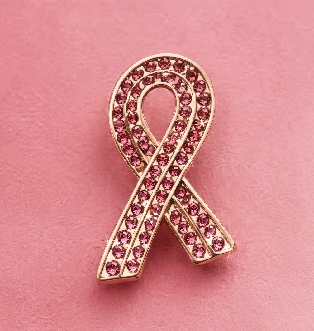Broche ruban rose diamant 